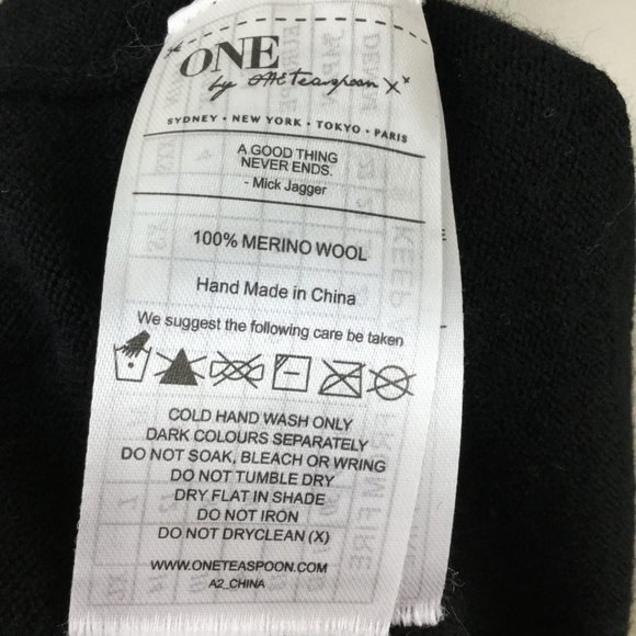 One by One Teaspoon Black Wrap Merino Wool Blouse s - Picture 10 of 11